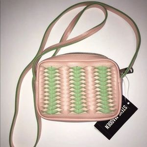 Steve Madden Pink Green Faux Leather Crossbody Bag